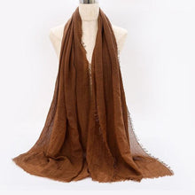 Load image into Gallery viewer, Light Soft Fashion Solid Scarf Crinkle Cotton Linen Wrap Shawl Hijab Muslim Woman Shawls Turban Islamic Clothing Head Wrap For Women