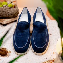 Load image into Gallery viewer, 16-621-NVY LIVORNO Sueded Italian Goatskin Loafer Navy