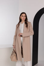 Load image into Gallery viewer, Geneva Classic Wraparound Wool Blend Overcoat in Beige