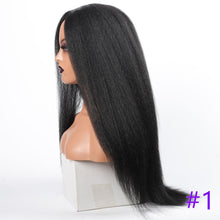 Load image into Gallery viewer, Long Kinky Straight Synthetic Wigs for Black Women Black Brown Blonde Ginger Red White Hair Afro Wigs Synthetic Hair Wigs For Black Women Cosplay Wigs For Women