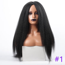 Load image into Gallery viewer, Long Kinky Straight Synthetic Wigs for Black Women Black Brown Blonde Ginger Red White Hair Afro Wigs Synthetic Hair Wigs For Black Women Cosplay Wigs For Women