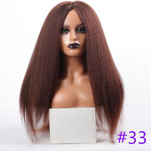 Load image into Gallery viewer, Long Kinky Straight Synthetic Wigs for Black Women Black Brown Blonde Ginger Red White Hair Afro Wigs Synthetic Hair Wigs For Black Women Cosplay Wigs For Women