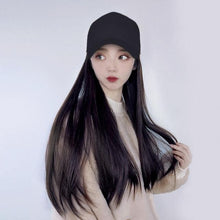 Load image into Gallery viewer, Long Straight Synthetic Baseball Cap Hair Wig Natural Black Brown Hat Wigs Natural Seamless Hair Extensions Wigs For Black Women Cosplay Wigs For Women