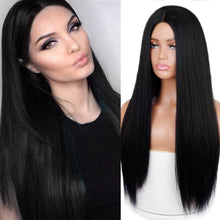 Load image into Gallery viewer, Long Straight Synthetic Black Wig Mixed Brown and Blonde Long Wig For Black Women Middle Part Nature Wigs For Black Women Cosplay Wigs For Women