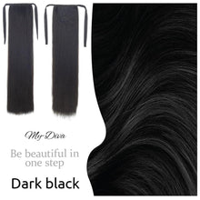 Load image into Gallery viewer, Long Straight Synthetic Hairpiece Ponytail Hair Natural Wrap Around Ponytail Chip in Hair Extensions Pony Tail Wig Synthetic Long Pony Tail Natural Black Comb In Ponytail Hair Pieces For Women