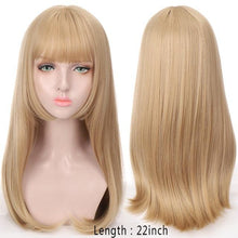 Load image into Gallery viewer, Long Straight With Bangs Synthetic Wigs For Black/White Women Natural Black Brown Gray Heat Resistant Fiber Hair Wigs For Black Women Cosplay Wigs For Women Gifts for Girlfriends
