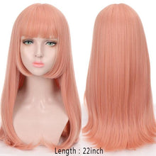 Load image into Gallery viewer, Long Straight With Bangs Synthetic Wigs For Black/White Women Natural Black Brown Gray Heat Resistant Fiber Hair Wigs For Black Women Cosplay Wigs For Women Gifts for Girlfriends