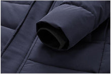 Load image into Gallery viewer, Long Winter Warm Thick Hooded Jacket Coat Windproof Thicken Hooded Coat Comfortable Jacket Men Autumn Outdoor Fashion Classic Windproof Multiple Pockets Men Light Jacket Coat