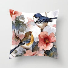 Load image into Gallery viewer, Lovely Bird Polyester Cotton Cushion Cover Bird On The Tree Accent Decorative Throw Pillow Case Hand Painted Cushion Cover Cute Bird Pillow Shells Flower Pattern Pillow Covers Decorative For Sofa Bed Living Room Luxury New Stylish Pillows 45x45cm