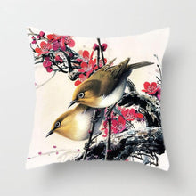 Load image into Gallery viewer, Lovely Bird Polyester Cotton Cushion Cover Bird On The Tree Accent Decorative Throw Pillow Case Hand Painted Cushion Cover Cute Bird Pillow Shells Flower Pattern Pillow Covers Decorative For Sofa Bed Living Room Luxury New Stylish Pillows 45x45cm