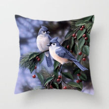 Load image into Gallery viewer, Lovely Bird Polyester Cotton Cushion Cover Bird On The Tree Accent Decorative Throw Pillow Case Hand Painted Cushion Cover Cute Bird Pillow Shells Flower Pattern Pillow Covers Decorative For Sofa Bed Living Room Luxury New Stylish Pillows 45x45cm
