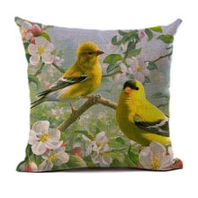 Load image into Gallery viewer, Lovely Bird Polyester Cotton Cushion Cover Bird On The Tree Accent Decorative Throw Pillow Case Hand Painted Cushion Cover Cute Bird Pillow Shells Flower Pattern Pillow Covers Decorative For Sofa Bed Living Room Luxury New Stylish Pillows 45x45cm