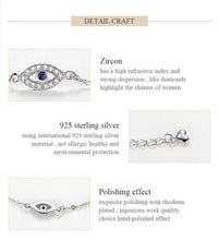Load image into Gallery viewer, Lucky Eye Bracelet Sterling Silver Bracelets For Women Luxury Adjustable Eye Shaped Bracelet Cubic Zirconia Elegant Pendant Necklace Dainty Jewelry