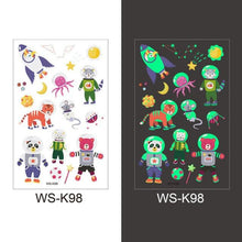 Load image into Gallery viewer, Luminous Tattoo Stickers Temporary Animal Tattoos Glow Paste on Face Arm Leg Fluorescent Waterproof Fake Tattoo For Kids Girls