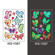 Load image into Gallery viewer, Luminous Tattoo Stickers Temporary Animal Tattoos Glow Paste on Face Arm Leg Fluorescent Waterproof Fake Tattoo For Kids Girls