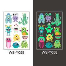Load image into Gallery viewer, Luminous Tattoo Stickers Temporary Animal Tattoos Glow Paste on Face Arm Leg Fluorescent Waterproof Fake Tattoo For Kids Girls