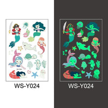 Load image into Gallery viewer, Luminous Tattoo Stickers Temporary Animal Tattoos Glow Paste on Face Arm Leg Fluorescent Waterproof Fake Tattoo For Kids Girls