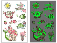 Load image into Gallery viewer, Luminous Tattoo Stickers Temporary Animal Tattoos Glow Paste on Face Arm Leg Fluorescent Waterproof Fake Tattoo For Kids Girls