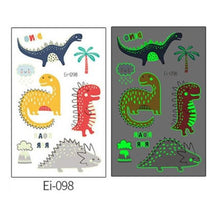 Load image into Gallery viewer, Luminous Tattoo Stickers Temporary Animal Tattoos Glow Paste on Face Arm Leg Fluorescent Waterproof Fake Tattoo For Kids Girls