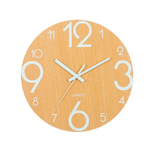 Load image into Gallery viewer, Luminous Wall Clock Silent Non-Ticking Quartz Wall Clocks Large Luminous Function Numbers and Hands Battery Operated Decorative Wall Clock for Office 12 Inch Wooden Silent Non-Ticking Kitchen Wall Clocks With Night Lights For Indoor/Outdoor Living Room