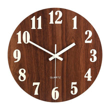Load image into Gallery viewer, Luminous Wall Clock Silent Non-Ticking Quartz Wall Clocks Large Luminous Function Numbers and Hands Battery Operated Decorative Wall Clock for Office 12 Inch Wooden Silent Non-Ticking Kitchen Wall Clocks With Night Lights For Indoor/Outdoor Living Room