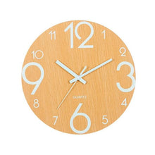 Load image into Gallery viewer, Luminous Wall Clock Silent Non-Ticking Quartz Wall Clocks Large Luminous Function Numbers and Hands Battery Operated Decorative Wall Clock for Office 12 Inch Wooden Silent Non-Ticking Kitchen Wall Clocks With Night Lights For Indoor/Outdoor Living Room