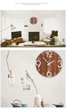 Load image into Gallery viewer, Luminous Wall Clock Silent Non-Ticking Quartz Wall Clocks Large Luminous Function Numbers and Hands Battery Operated Decorative Wall Clock for Office 12 Inch Wooden Silent Non-Ticking Kitchen Wall Clocks With Night Lights For Indoor/Outdoor Living Room