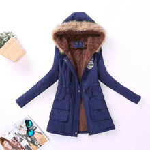 Load image into Gallery viewer, Luxurious Autumn Winter Women Cotton Jacket Padded Casual Slim Coat Emboridery Hooded Size 3XL Wadded Overcoat