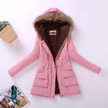 Load image into Gallery viewer, Luxurious Autumn Winter Women Cotton Jacket Padded Casual Slim Coat Emboridery Hooded Size 3XL Wadded Overcoat