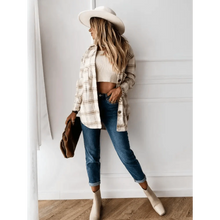 Load image into Gallery viewer, Luxurious Fashionable Women's Long Sleeve Plaid Shirt Coats Top Spring Autumn Casual Lapel Cardigan ,Jackets ,Outerwear,Streetwear
