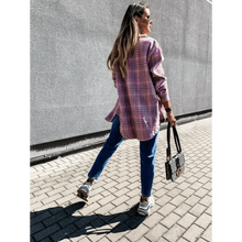 Load image into Gallery viewer, Luxurious Fashionable Women's Long Sleeve Plaid Shirt Coats Top Spring Autumn Casual Lapel Cardigan ,Jackets ,Outerwear,Streetwear