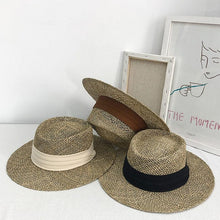 Load image into Gallery viewer, Luxurious New Handmade Straw Beach Hat For Women Summer Hat Luxury Cap Fashion Straw Hat Flat Sun Protection Hats Beautiful Unique Design 55-60cm