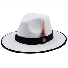 Load image into Gallery viewer, Luxurious Unique Couple Hats Wide Brim Fedora Hat Winter Autumn Trendy Fedora Hat Women Black Red Wedding Hat With Feather Belts For Hats Men Beautiful Gentleman Elegant Classical Hat
