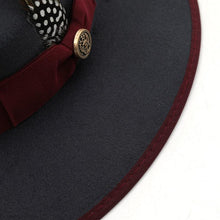 Load image into Gallery viewer, Luxurious Unique Couple Hats Wide Brim Fedora Hat Winter Autumn Trendy Fedora Hat Women Black Red Wedding Hat With Feather Belts For Hats Men Beautiful Gentleman Elegant Classical Hat