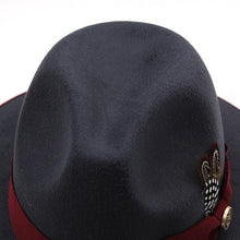 Load image into Gallery viewer, Luxurious Unique Couple Hats Wide Brim Fedora Hat Winter Autumn Trendy Fedora Hat Women Black Red Wedding Hat With Feather Belts For Hats Men Beautiful Gentleman Elegant Classical Hat