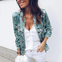 Load image into Gallery viewer, Luxurious Women Floral Jackets Spring Summer Long Sleeve Zipper Print Bomber Jacket Casual Pocket Slim Female Fashion Outwears Plus Size
