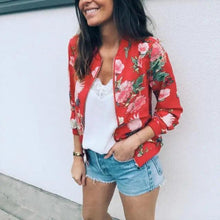 Load image into Gallery viewer, Luxurious Women Floral Jackets Spring Summer Long Sleeve Zipper Print Bomber Jacket Casual Pocket Slim Female Fashion Outwears Plus Size