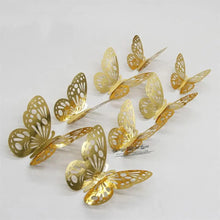 Load image into Gallery viewer, Luxury 3D Wall Stunning 12Pcs 4D Hollow Butterfly Wall Sticker Home Decoration Wall Stickers wedding Party Wedding Decors Butterfly Kids Room Decors