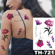 Load image into Gallery viewer, Luxury Big Waterproof Temporary Sticker Tattoo Large Flowers And Animals Body Tattos For Womens