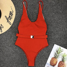 Load image into Gallery viewer, Luxury Black Female Swimsuit Vintage One Piece Ruffled Push Up Tummy Control Swimwear Halter One Piece Slimming Retro Swimsuit Women's Plus Size Push Up Bathing Suit Solid Red Swimwear Women Padded Bathing Suits