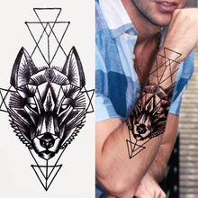 Load image into Gallery viewer, Luxury Black Forest Tiger Wolf Tattoo Sticker Temporary Tattoo Animals Colorful Big Tattoo Stickers For Mens Womens