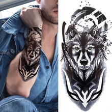 Load image into Gallery viewer, Luxury Black Forest Tiger Wolf Tattoo Sticker Temporary Tattoo Animals Colorful Big Tattoo Stickers For Mens Womens