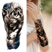 Load image into Gallery viewer, Luxury Black Forest Tiger Wolf Tattoo Sticker Temporary Tattoo Animals Colorful Big Tattoo Stickers For Mens Womens