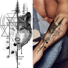 Load image into Gallery viewer, Luxury Black Forest Tiger Wolf Tattoo Sticker Temporary Tattoo Animals Colorful Big Tattoo Stickers For Mens Womens