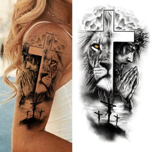 Load image into Gallery viewer, Luxury Black Forest Tiger Wolf Tattoo Sticker Temporary Tattoo Animals Colorful Big Tattoo Stickers For Mens Womens