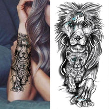 Load image into Gallery viewer, Luxury Black Forest Tiger Wolf Tattoo Sticker Temporary Tattoo Animals Colorful Big Tattoo Stickers For Mens Womens