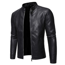 Load image into Gallery viewer, Luxury Black Men Faux Leather Jacket Elegant Motorcycle Men's Jackets Black Warm Business Male PU Leather Coats Men's Leathers Motorcycle Slim Fit Jacket