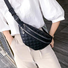 Load image into Gallery viewer, Luxury Black PU Leather Fashion Women Waist Bag Waterproof Fanny Pack Beautiful Design Fanny Pack Cool Travel Waist Bag