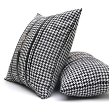 Load image into Gallery viewer, Luxury Black White Houndstooth Gold Leather Stitching Pillow Covers Sofa Decorative Horse Pillow Case Swallow Gird Throw Pillowcases Black Gold PU Leather Polyester Splicing Cushion Covers Well Made Classic Pattern