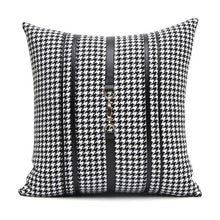 Load image into Gallery viewer, Luxury Black White Houndstooth Gold Leather Stitching Pillow Covers Sofa Decorative Horse Pillow Case Swallow Gird Throw Pillowcases Black Gold PU Leather Polyester Splicing Cushion Covers Well Made Classic Pattern